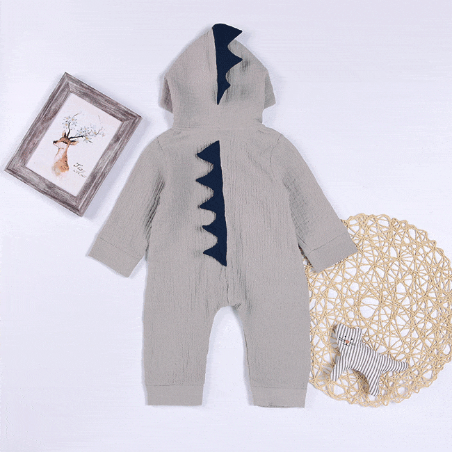 HAPPYMA Newborn Infant Baby Boy Dinosaur Clothes Zipper Hoodie Jumpsuit Cotton Romper Outfit