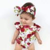 Newbabywish Floral Baby Girls Onesies+Headband