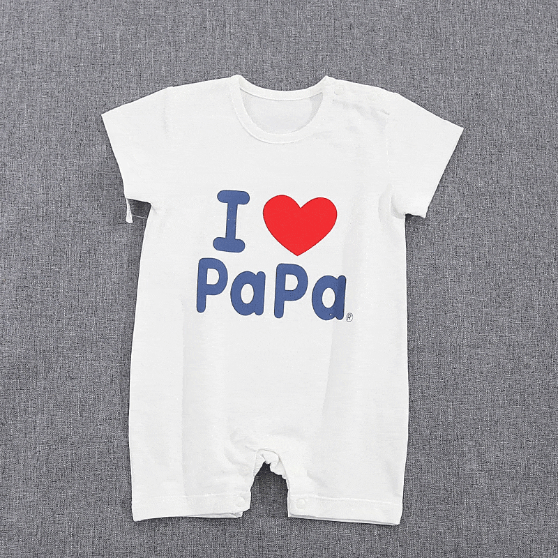 Newborn Baby I Love Papa Mama Rompers Birthday Outfit