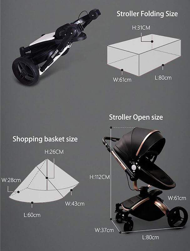 Leather 3 In 1 Toddler Prams With Car Seat-27
