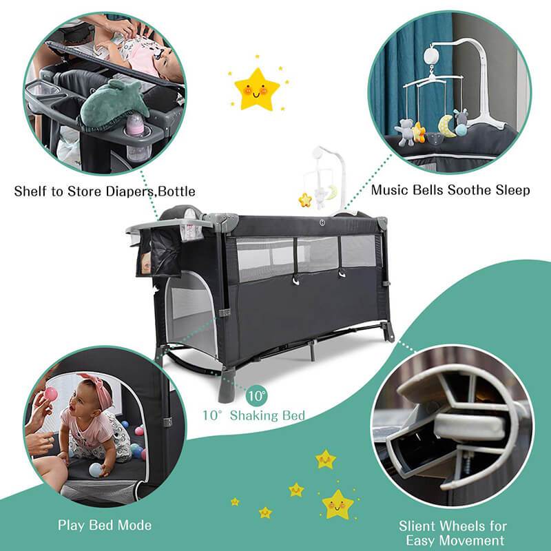 Convertible Bedside Sleeper Bassinet Portable Baby Crib