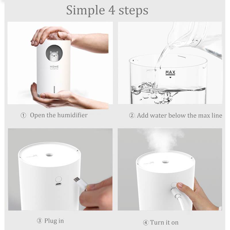 700 ML Air Humidifier for Babies Portable Cool Mist Humidifier for Bedroom