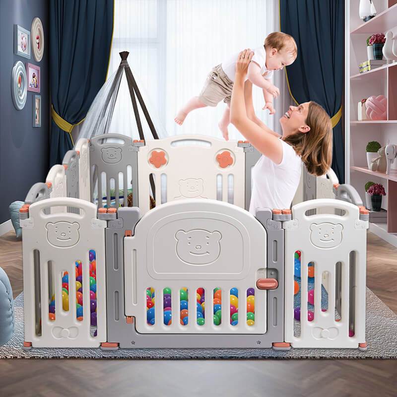 Baby Playpen with Lock Gate Foldable Baby Play Fence Area(14 Panel)