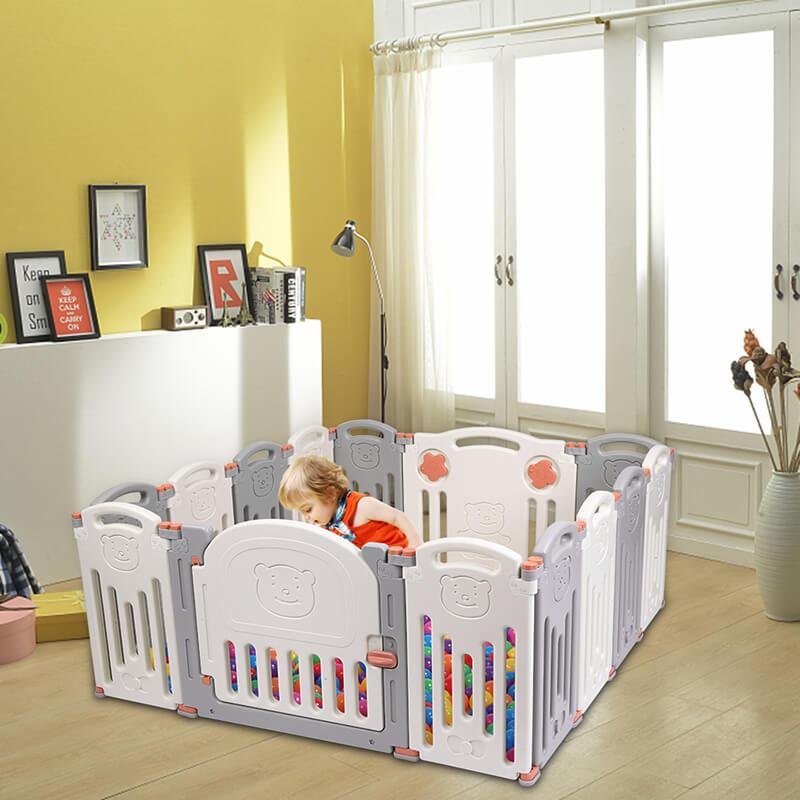 Baby Playpen with Lock Gate Foldable Baby Play Fence Area(14 Panel)