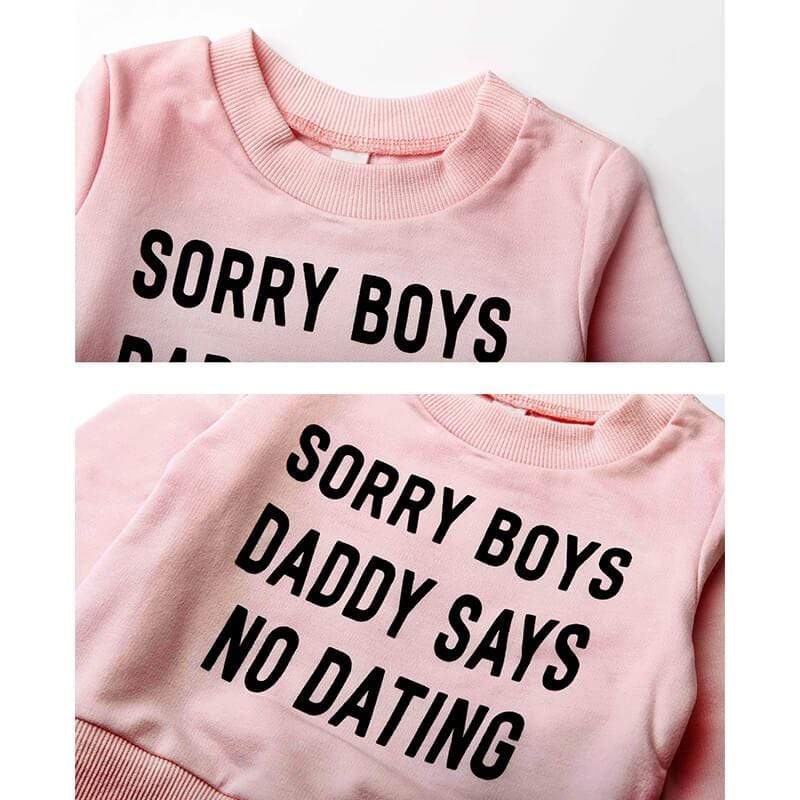 Newborn Baby Girl Daddy Says No Dating Top Sweatshirt Leopard Pants Headband 3Pcs Clothes Sets Outfit