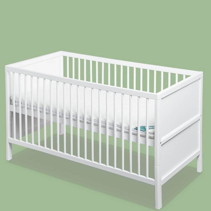 White 4 in 1 Convertible Crib Wooden Baby Cot Bed