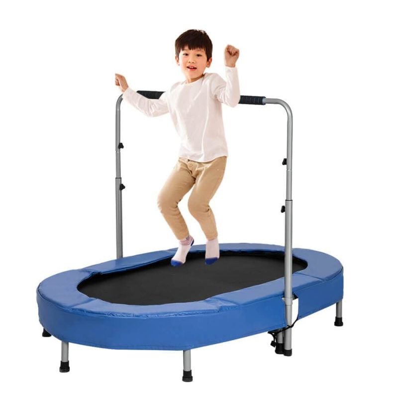 Jumping Oval Trampoline with Handlebar Fitness Trampoline