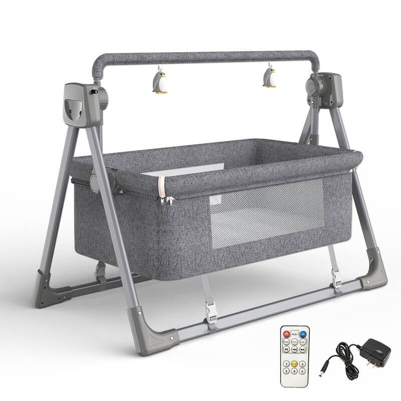 Gray Electric Infant Swing Bedside Bassinet Cradle
