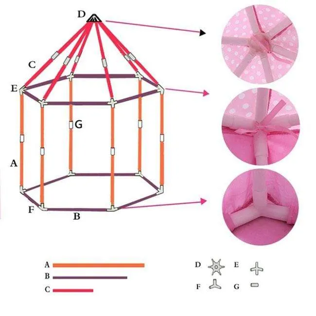 Newbabywish Princess Tent Playhouse