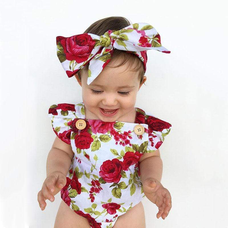 Newbabywish Floral Baby Girls Onesies Baby Clothes Handmade