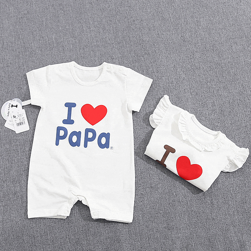 Newborn Baby I Love Papa Mama Rompers-3