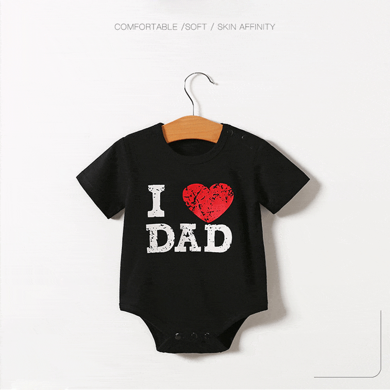 Newborn Baby I Love DAD MOM Short Sleeve Rompers