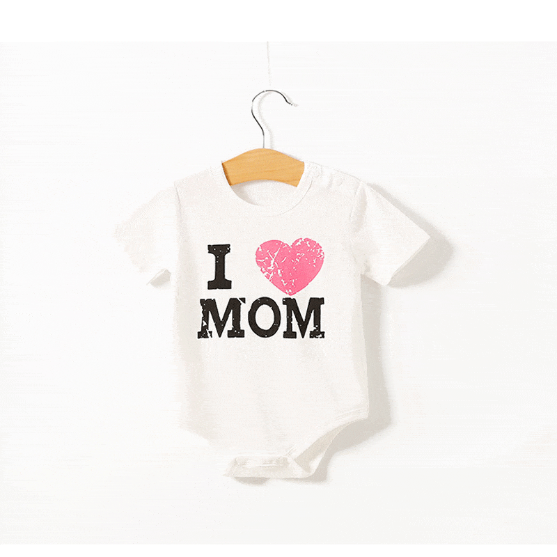 Newborn Baby I Love DAD MOM Short Sleeve Rompers
