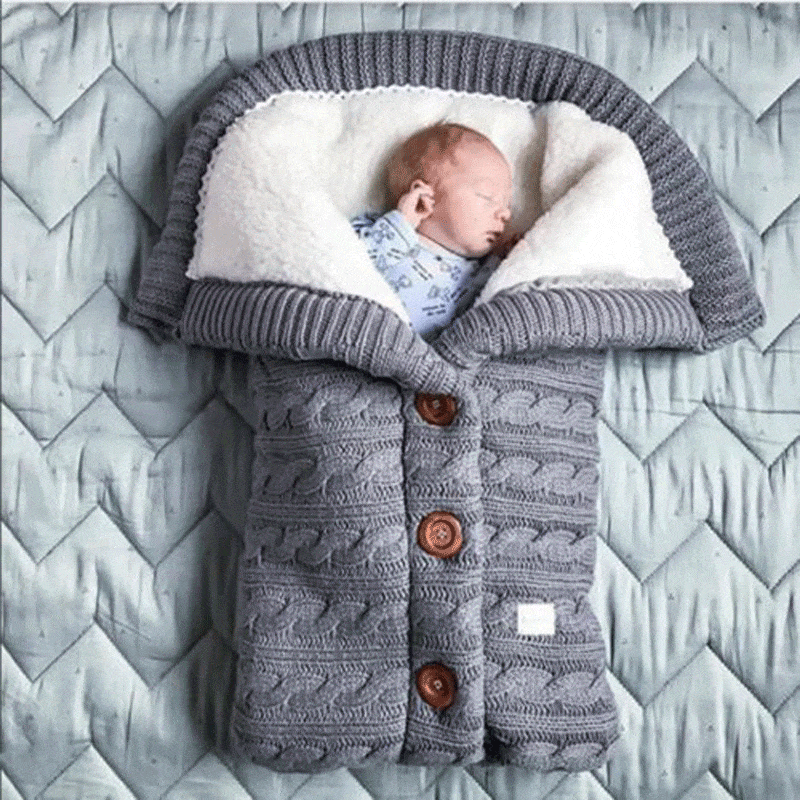 Winmany Thick Fleece Baby Swaddle Blanket | 4-Zipper Adjustable Sleeping Bag For 0-12 Months (Grey)
