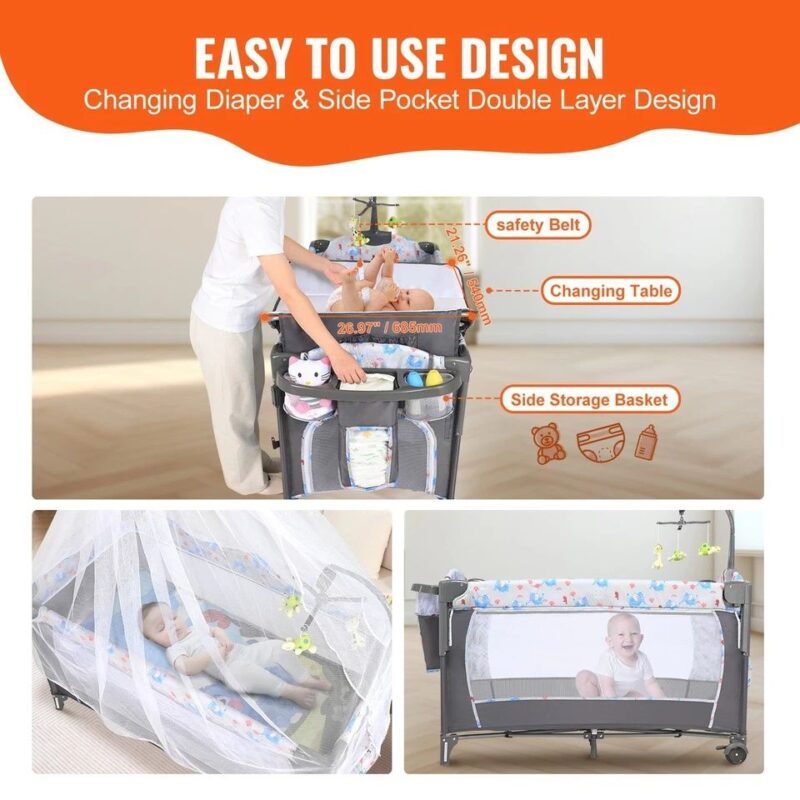 Baby Electric Crib Attached To Bed Co Sleeper Portable Bassinet - Image 5