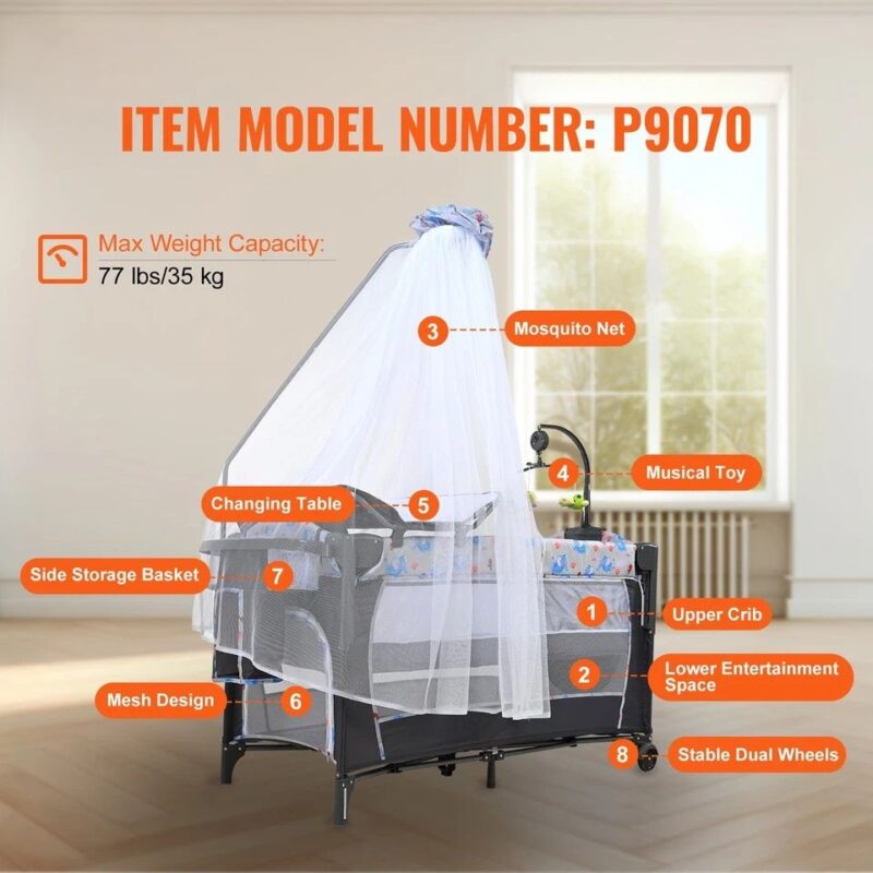 Baby Electric Crib Attached To Bed Co Sleeper Portable Bassinet - Image 7