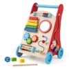 Adjustable Wooden Baby Walker Multiple Baby Push Walker with Activity Toys
