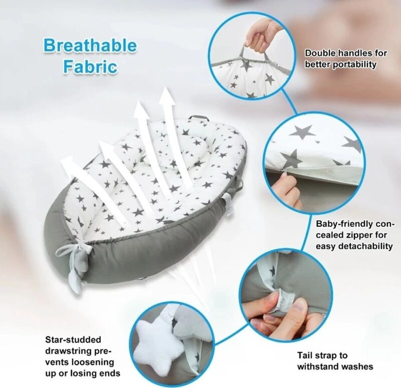 Baby Lounger for Newborn Baby with Stars Style Design - Image 6