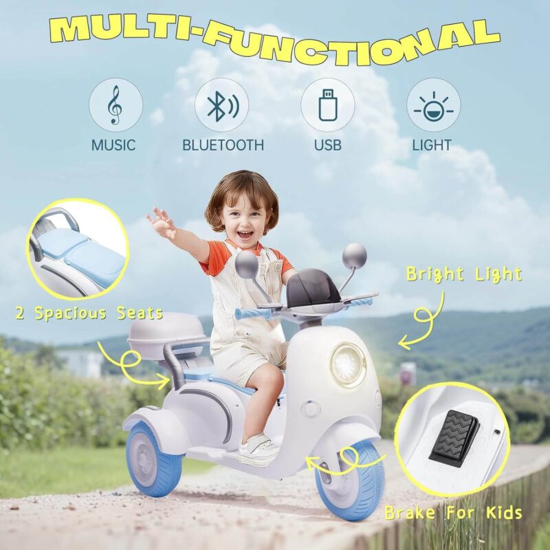 12V Ride On Electric Motorcycle For Kid with Two-seater - Image 2
