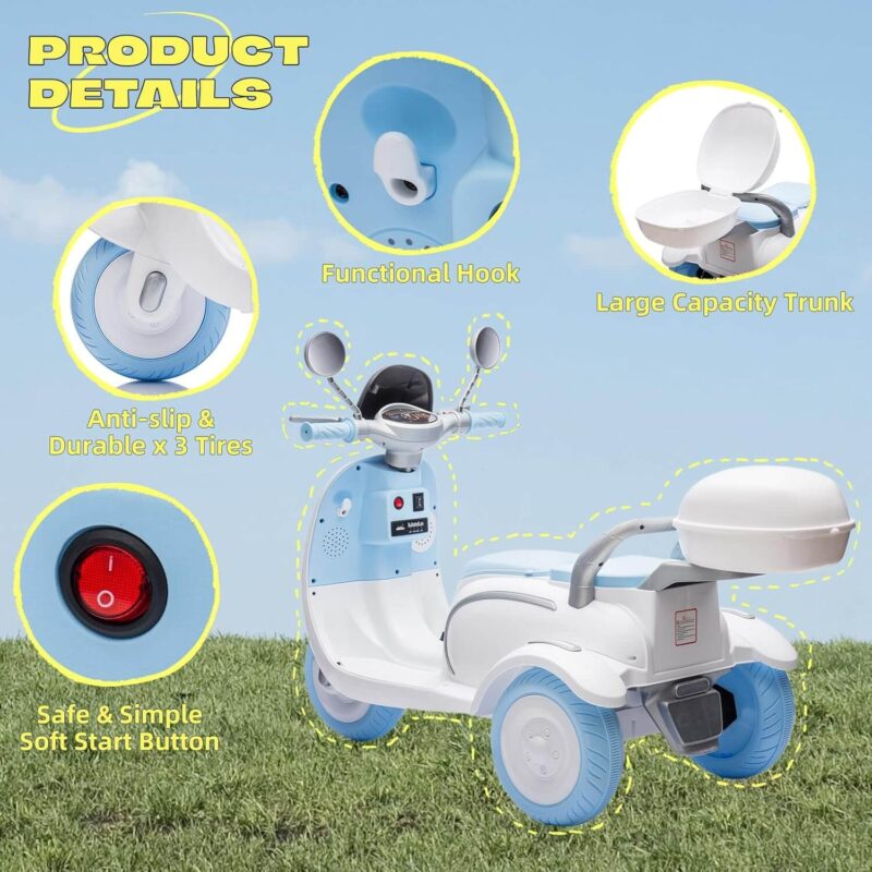 12V Ride On Electric Motorcycle For Kid with Two-seater - Image 4