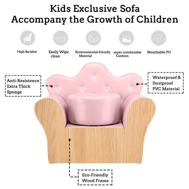 Princess Kid Sofa with PVC Leather Mini Couch for Kids