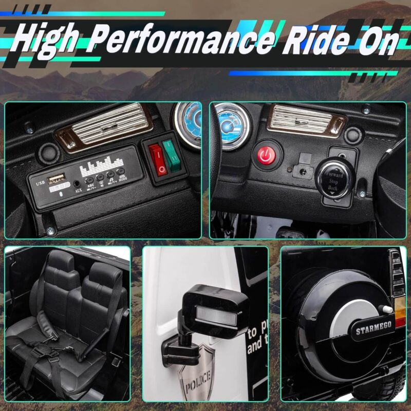 12V Four-wheel Drive Electric Ride On Police Car - Image 6
