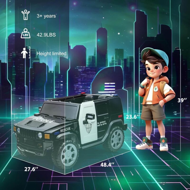 12V Four-wheel Drive Electric Ride On Police Car - Image 7