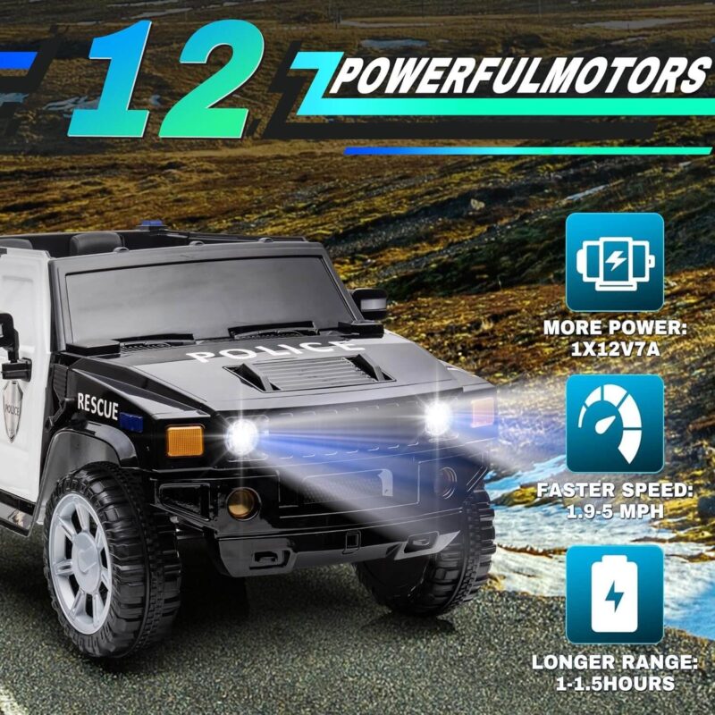 12V Four-wheel Drive Electric Ride On Police Car - Image 2