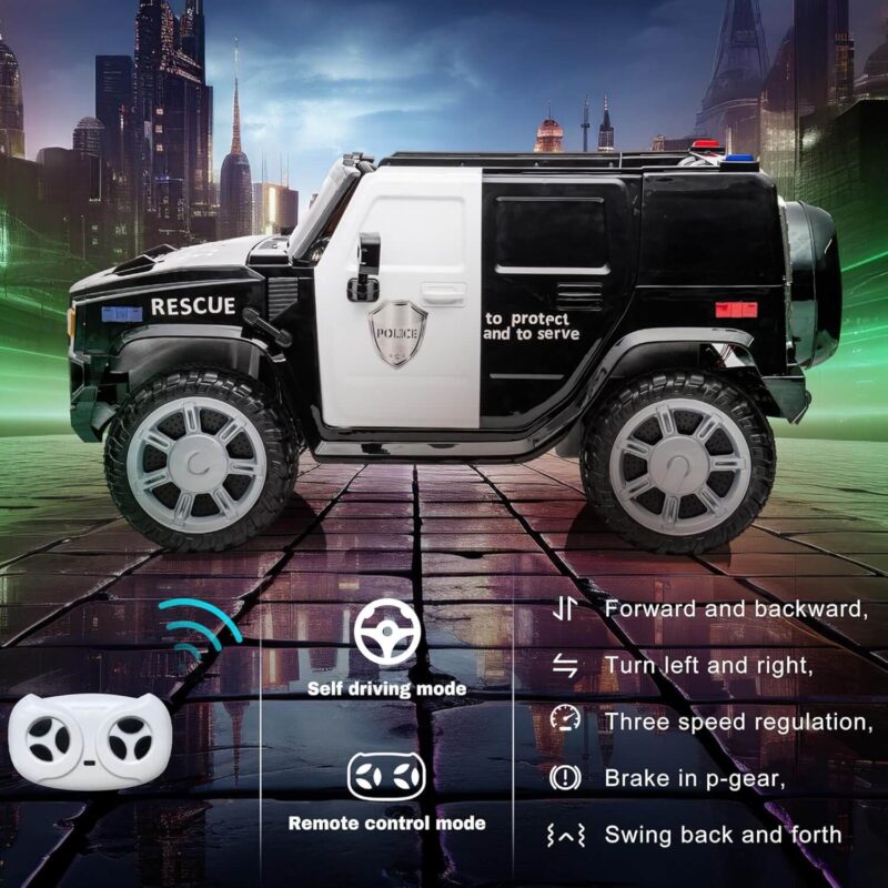 12V Four-wheel Drive Electric Ride On Police Car - Image 3