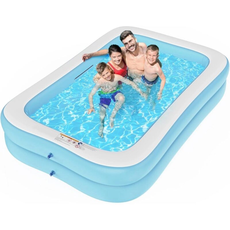 Kids Inflatable Plastic Swimming Pool Rectangular Kiddie Pool