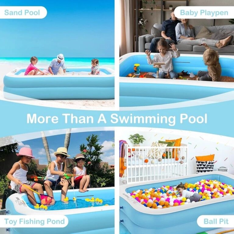 Kids Inflatable Plastic Swimming Pool Rectangular Kiddie Pool