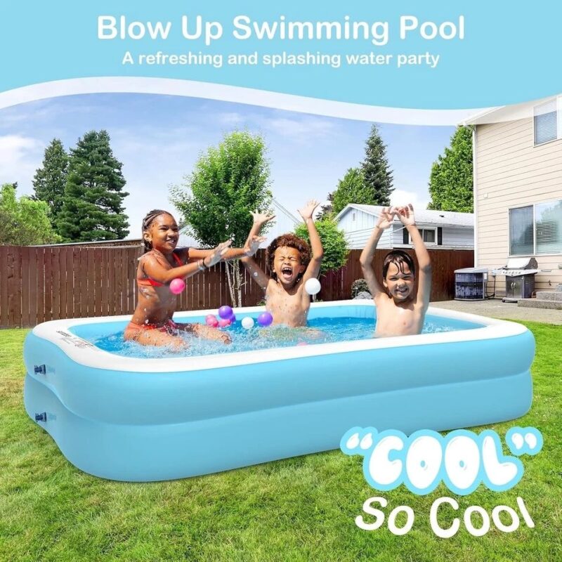 Kids Inflatable Plastic Swimming Pool Rectangular Kiddie Pool - Image 7