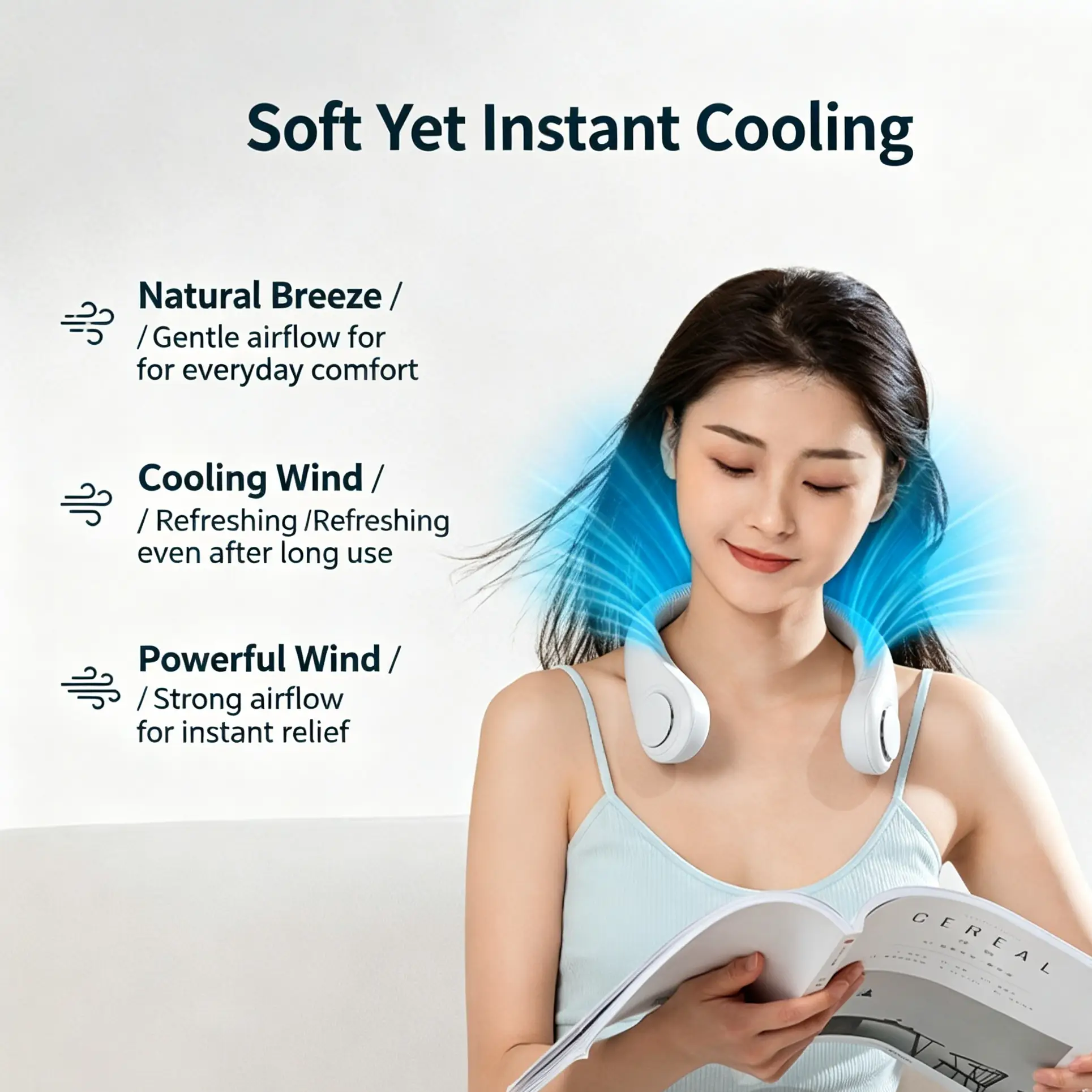 Portable Neck Fan For Mom Around The Neck Leafless - Image 3