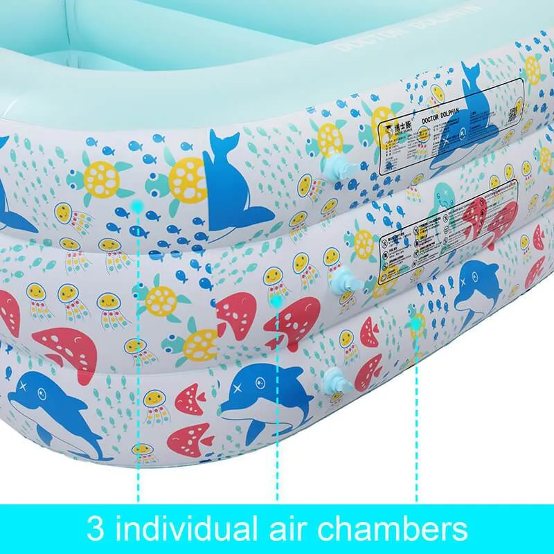 Kids Inflatable Plastic Swimming Pool Rectangular Kiddie Pool