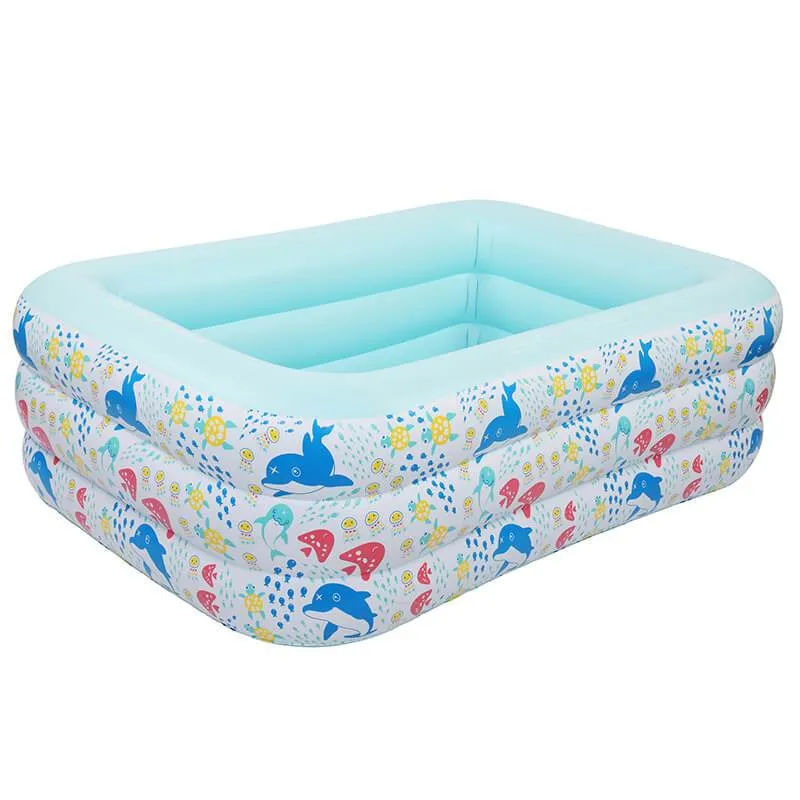 Kids Inflatable Plastic Swimming Pool Rectangular Kiddie Pool