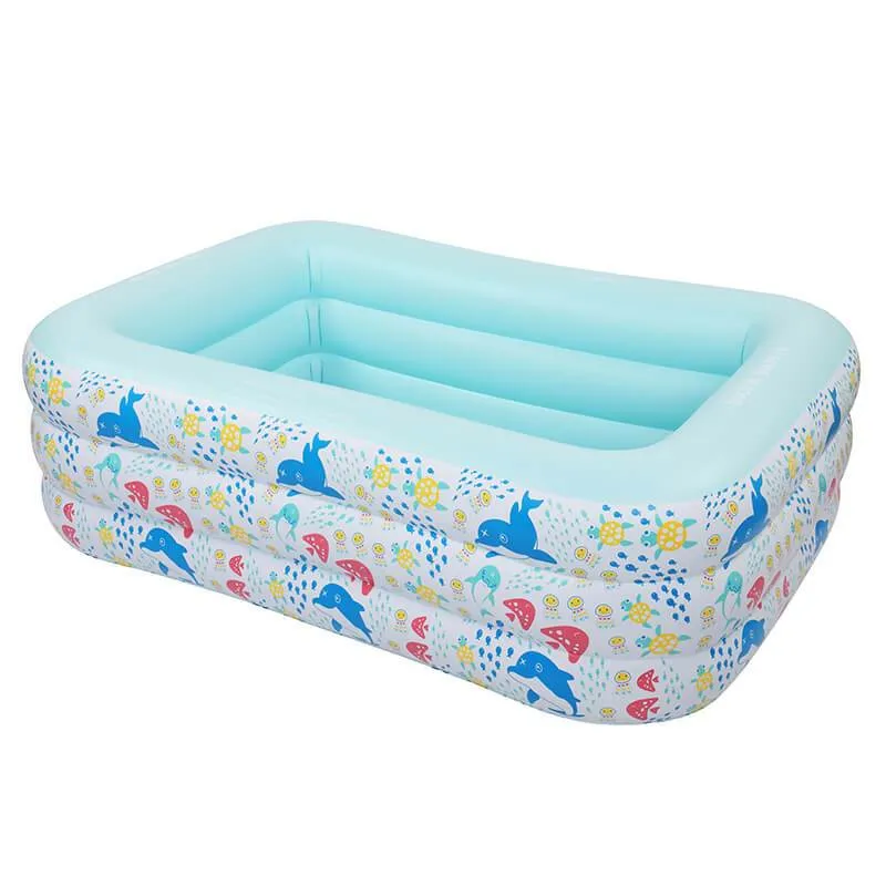 Kids Inflatable Plastic Swimming Pool Rectangular Kiddie Pool