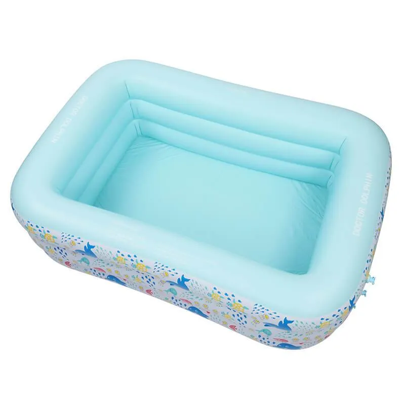 Kids Inflatable Plastic Swimming Pool Rectangular Kiddie Pool