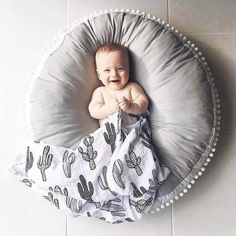 Baby Cotton Round Nursery Rug Soft Crawling Mat