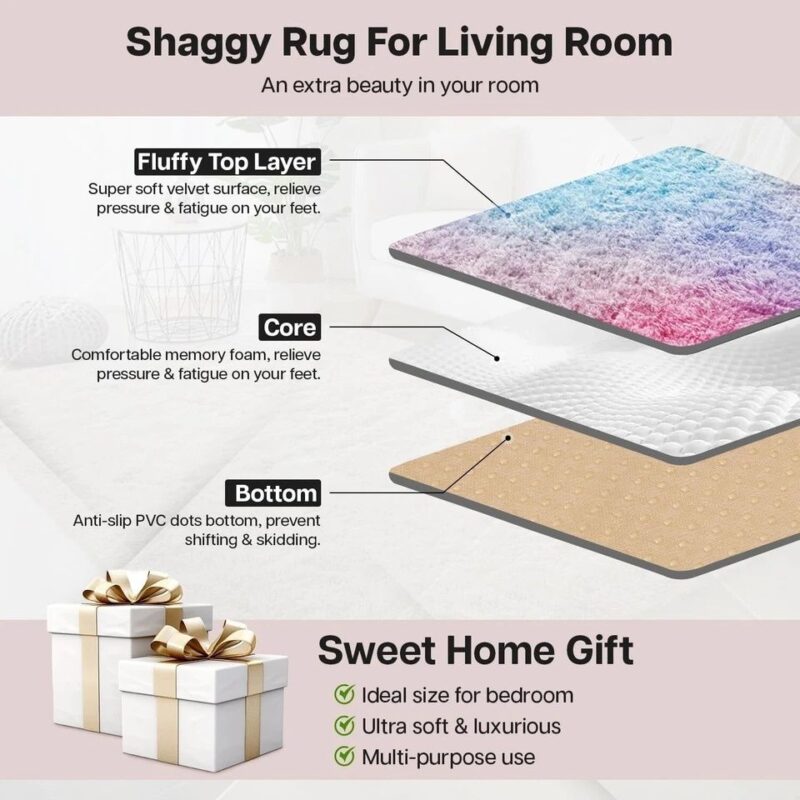 Fluffy Area Rugs for Living Room Plush Carpet Kid Play Mat - Image 6