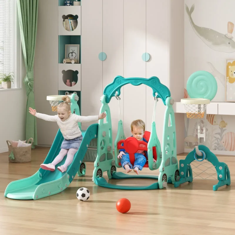 Baby Slides Swing Set With Basketball Hoop