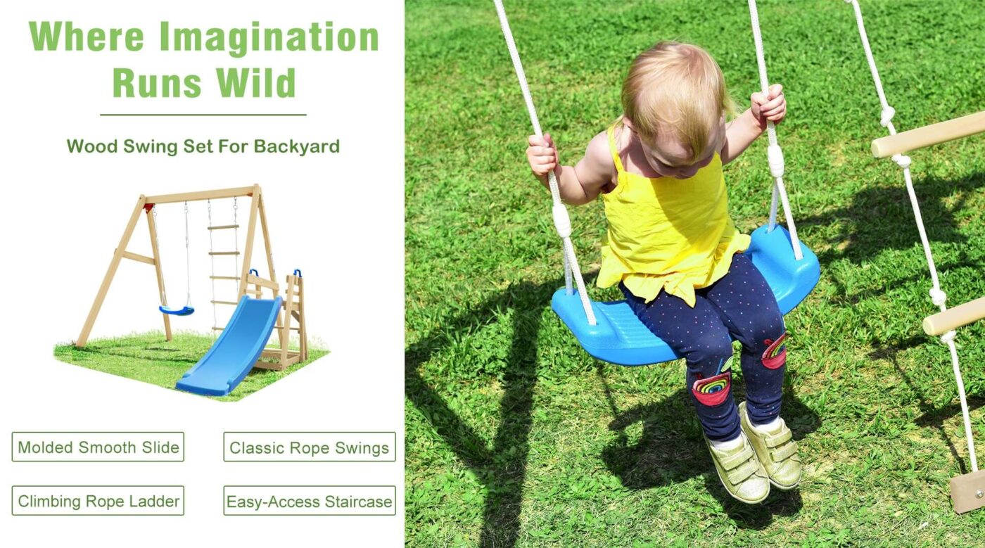 Wooden Slide Outdoor Playsets For Toddlers