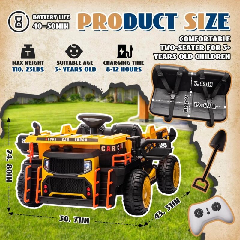 24V 2 Seater Childs Electric Truck With Remote Control - Image 5