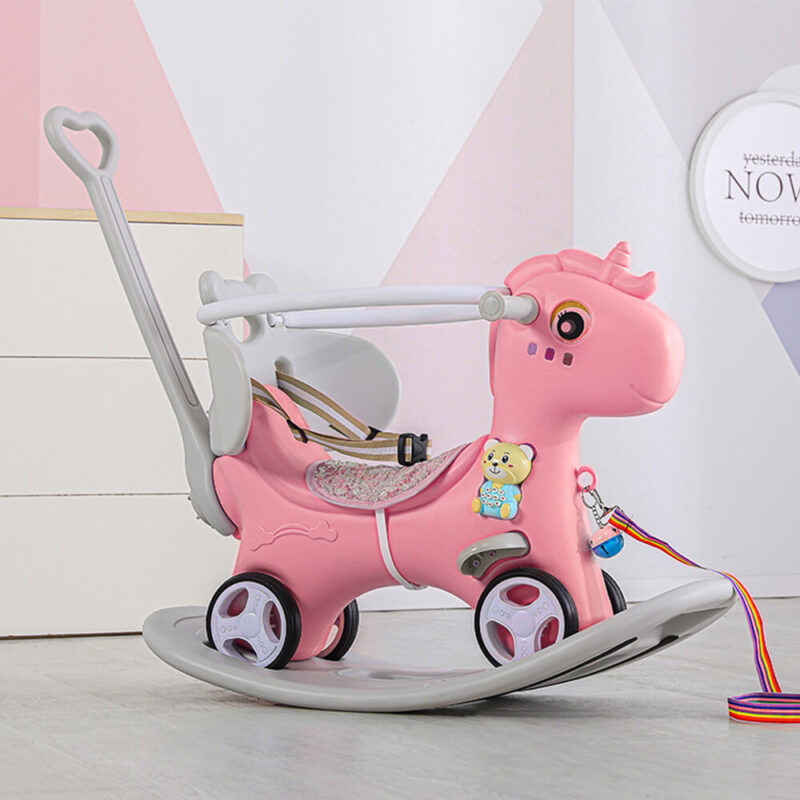 4 in 1 Design Infant Rocking Horse with Push Handle