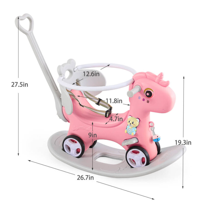 4 in 1 Design Infant Rocking Horse with Push Handle - Image 6
