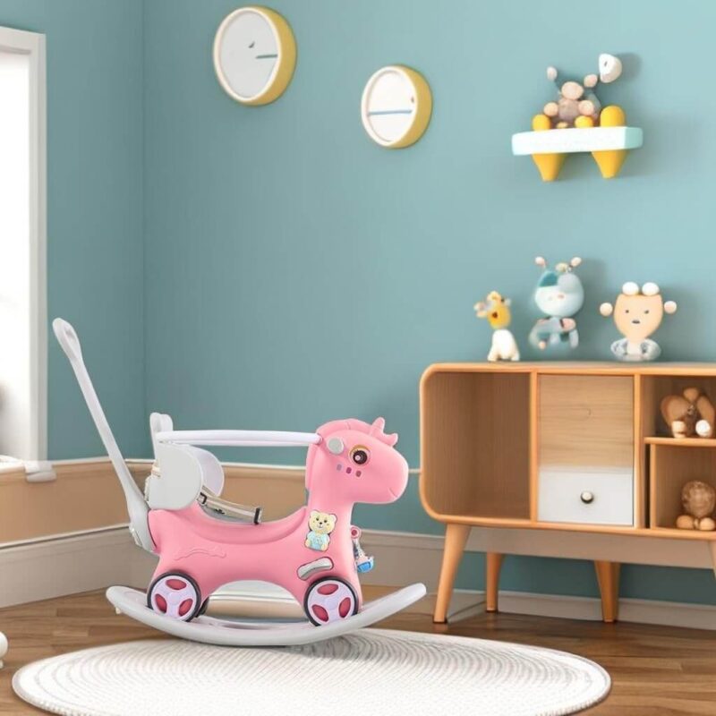 4 in 1 Design Infant Rocking Horse with Push Handle - Image 7