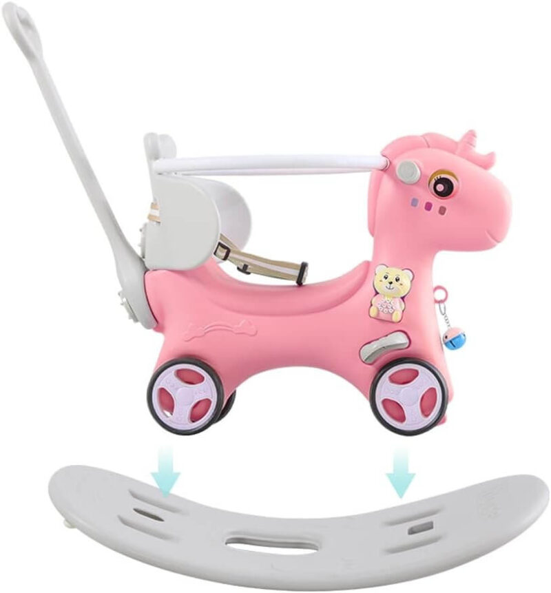 4 in 1 Design Infant Rocking Horse with Push Handle - Image 5