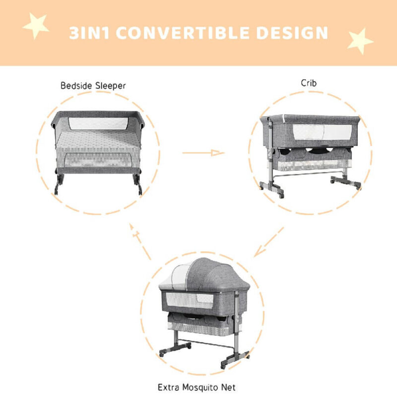 Adjustable Portable Baby Bassinet with Crib Mosquito Net - Image 7