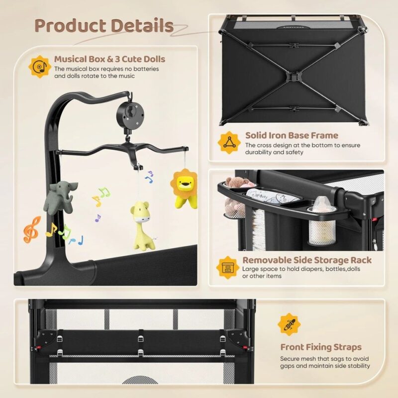 5 in 1 Portable Baby Bassinet Bedside Sleeper Crib - Image 3