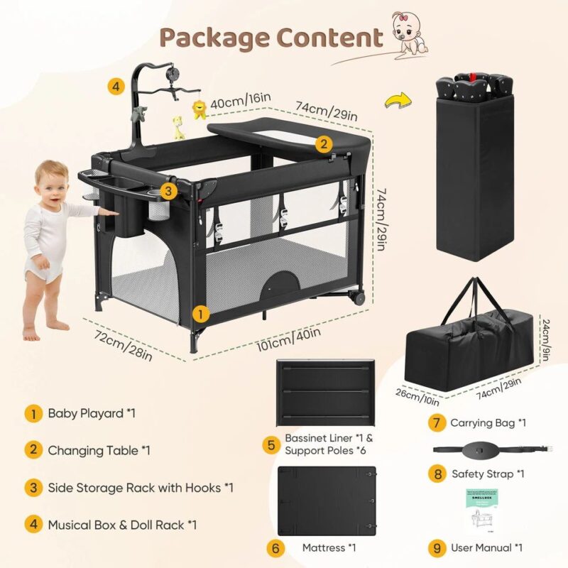 5 in 1 Portable Baby Bassinet Bedside Sleeper Crib - Image 8