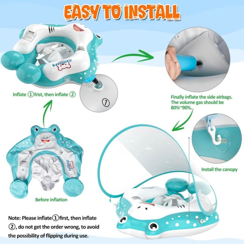 Baby Pool Float with Canopy UPF50+ Sun Protection - Image 6